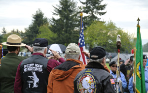 Veterans and NPS representative salute the color guard